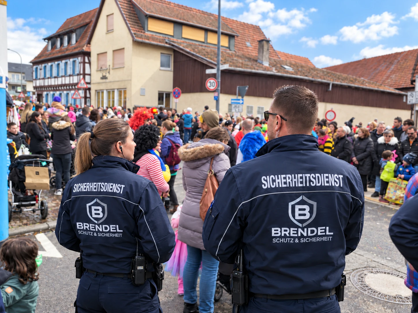 Sicherheitsteam bei einem Faschingsumzug